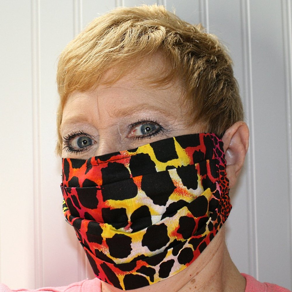 HAND CRAFTED Face Mask Colorful Animal Adult Cloth Fabric Print - Pocket Style